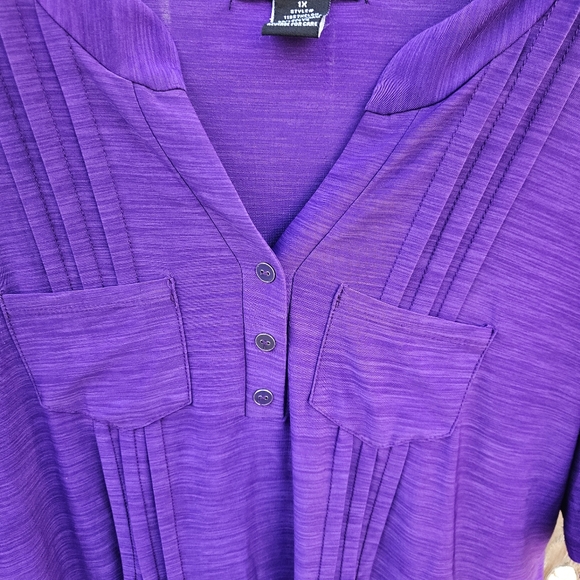 Elie Mccarthy Vibrant Purple Blouse Sizw 1X - Picture 7 of 16